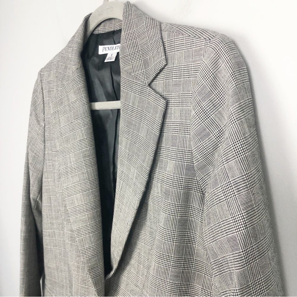 Pendleton | Black & White Plaid Button Front Virg… - image 2